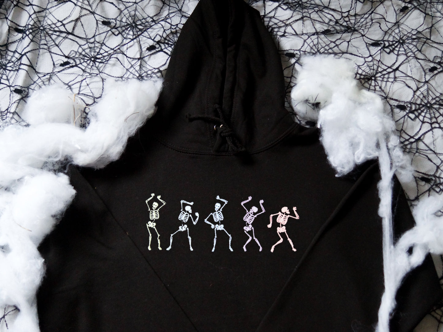 Pastel Glow in the Dark Dancing Skeletons Hoodie