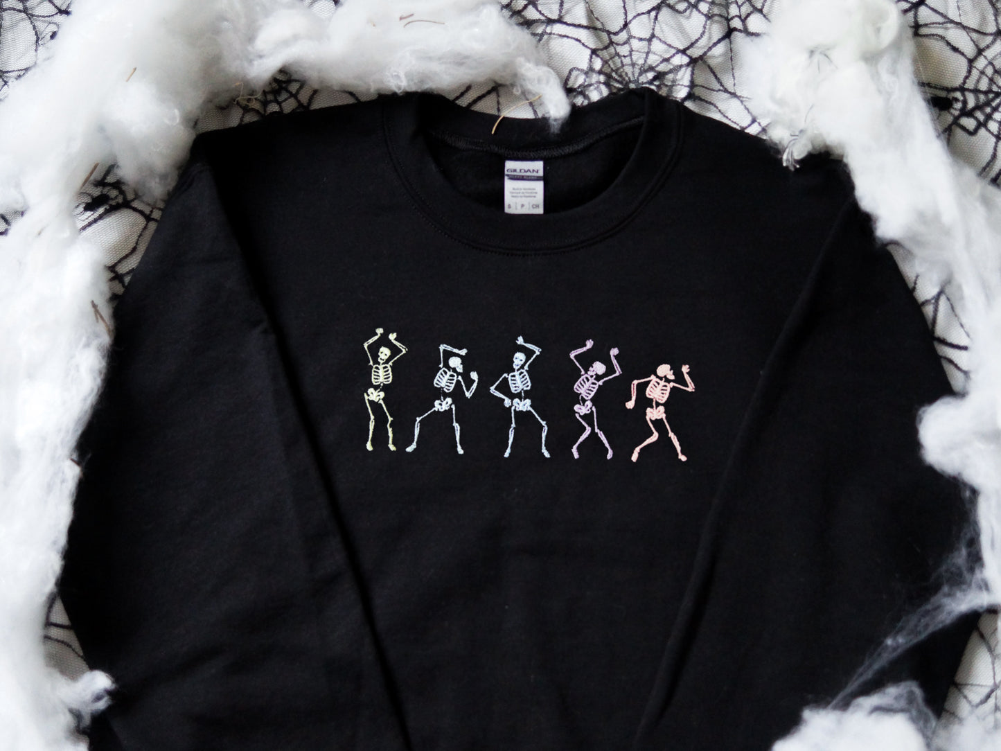 Pastel Glow in the Dark Dancing Skeletons Crewneck Jumper