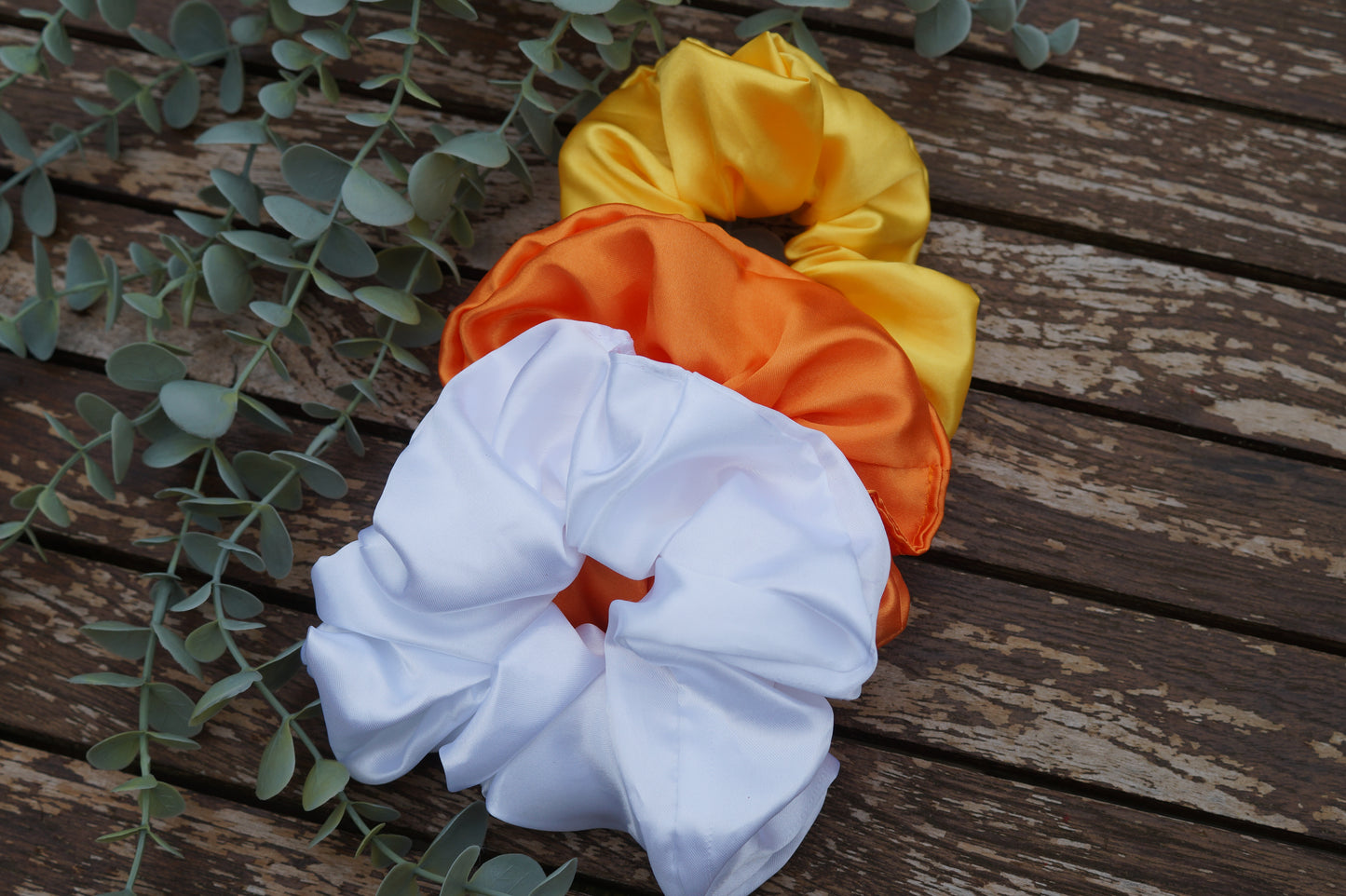 Extra Large Candycorn Scrunchie Trio