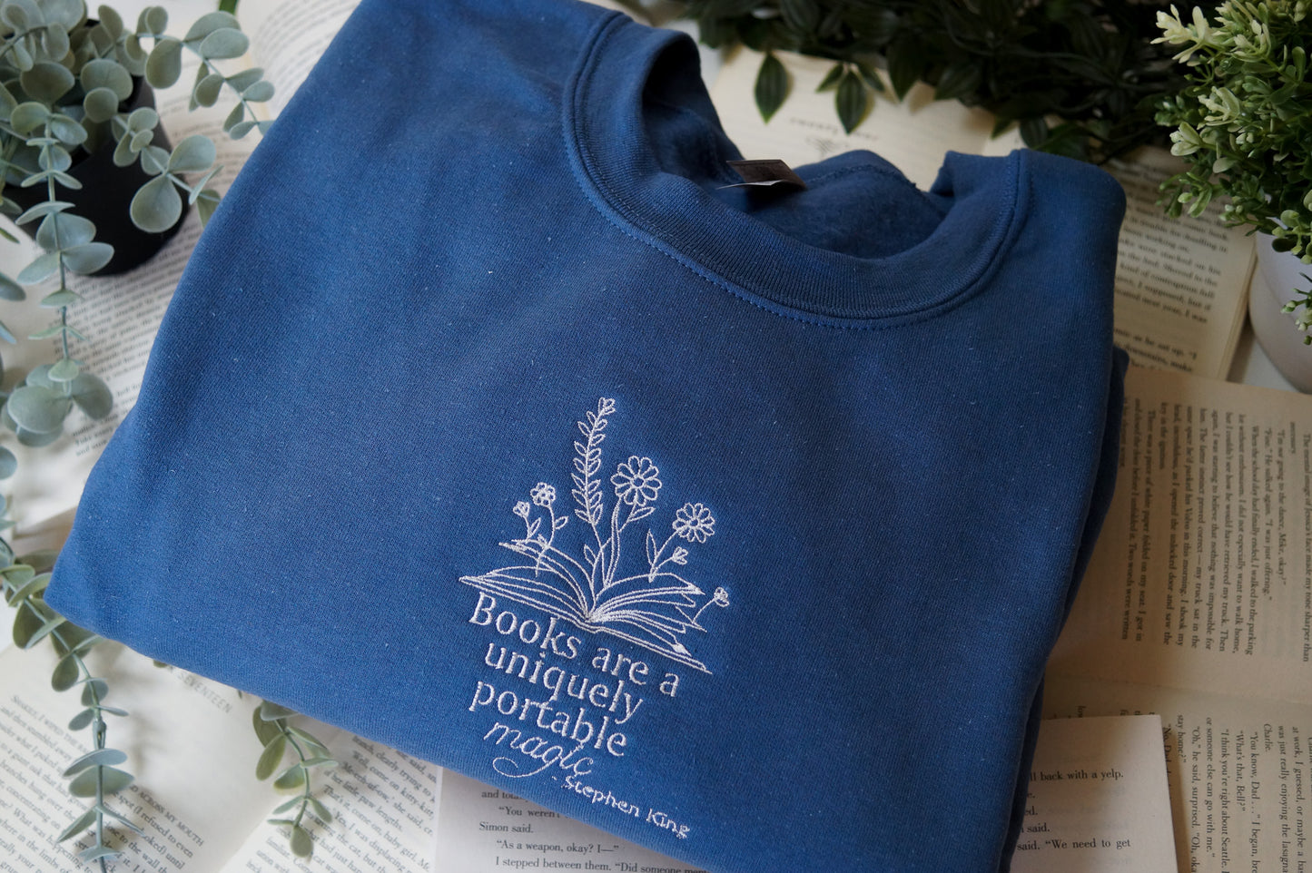 Books Are a Uniquely Portable Magic Crewneck Jumper