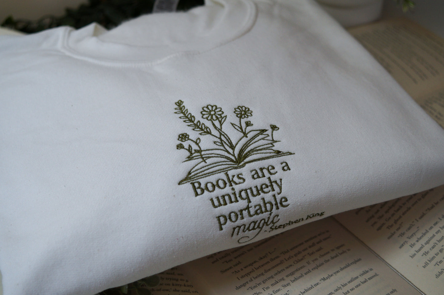 Books Are a Uniquely Portable Magic Crewneck Jumper