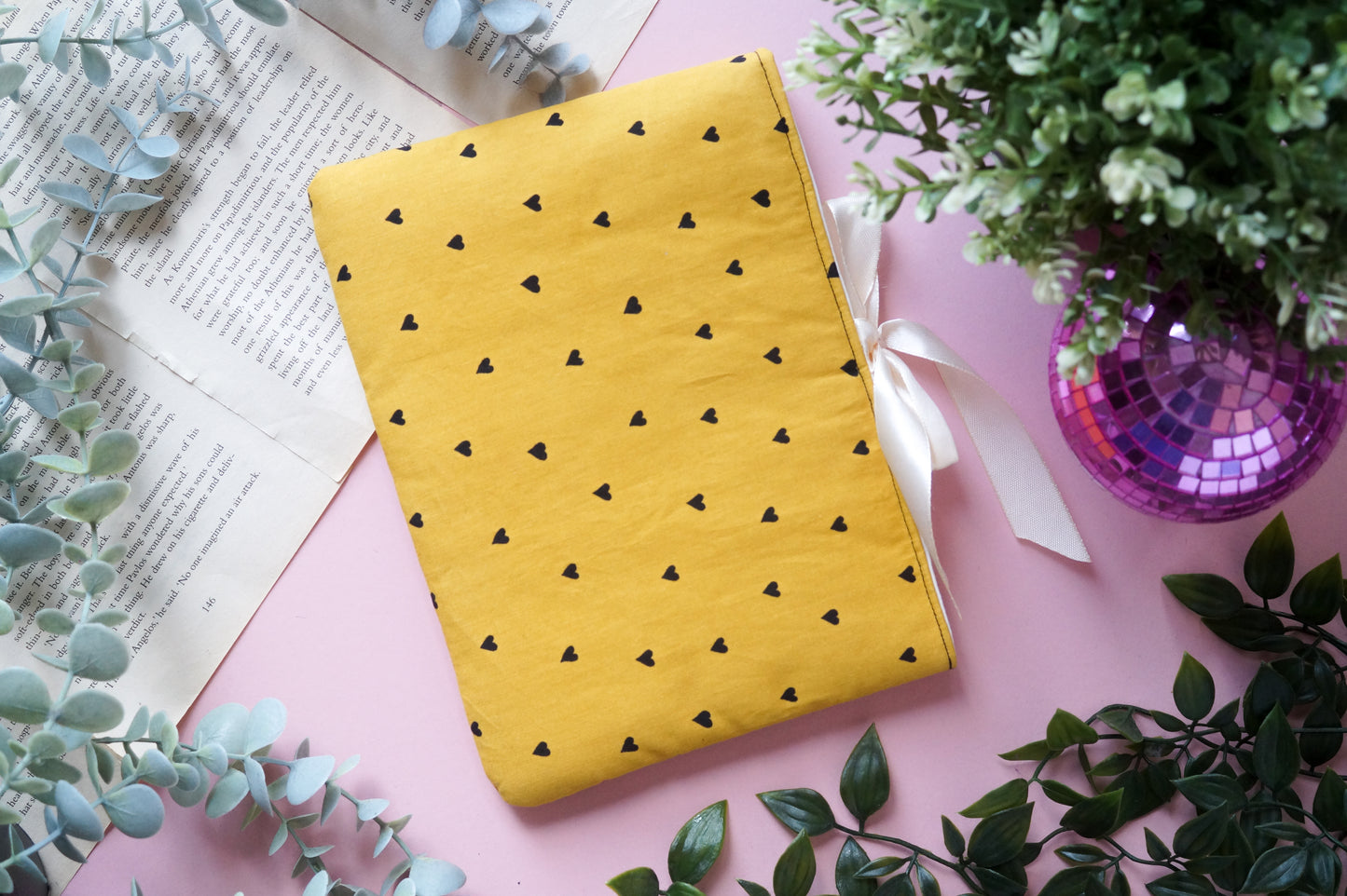 Yellow and Black Hearts Kindle Sleeve