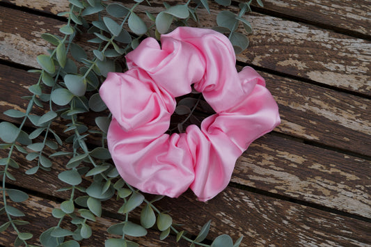 Extra Large Baby Pink Satin Scrunchie