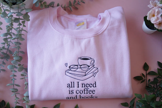 Pink All I Need is Coffee and Books Whoopsie Daisy