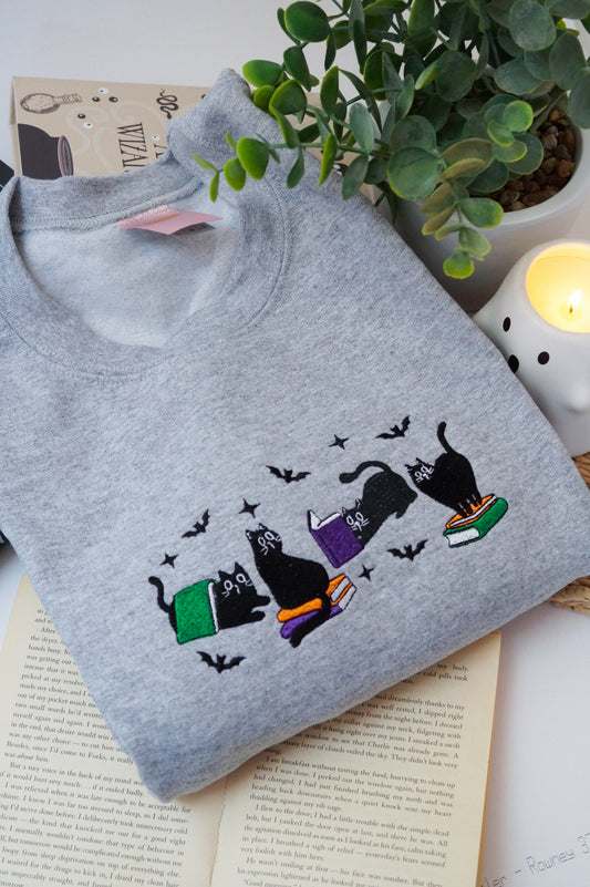 Halloween Bookish Cats Jumper