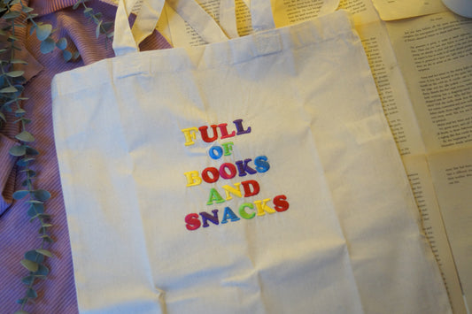 Full of Books and Snacks Tote Bag