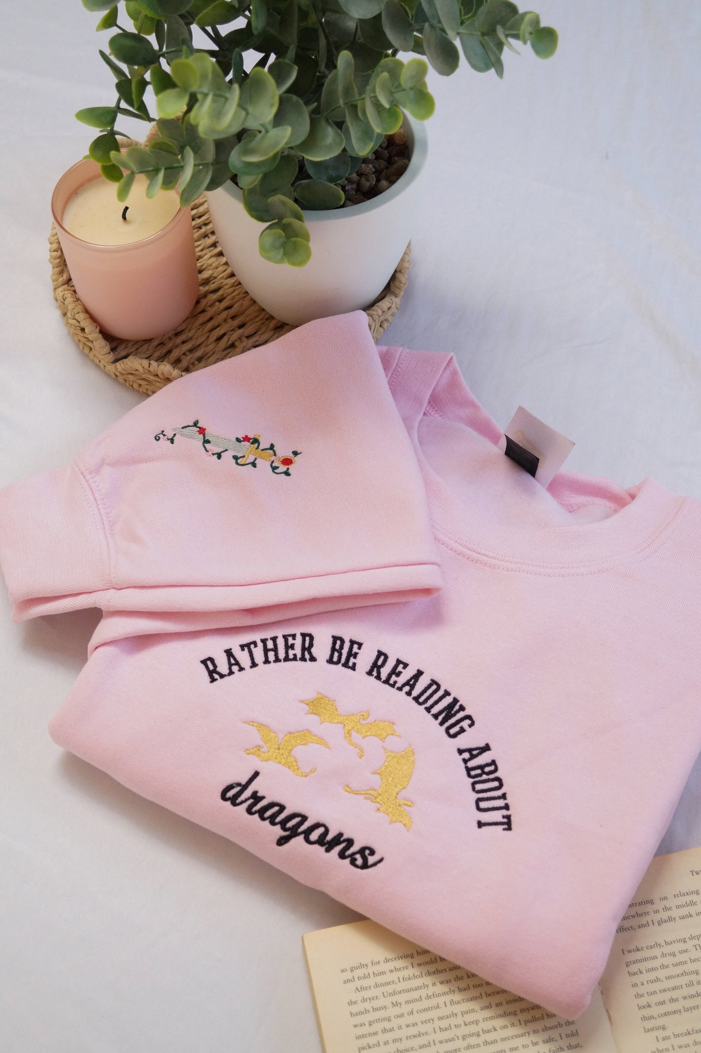 Rather be Reading About Dragons with Dagger Sleeve Embroidery Whoopsie Daisy
