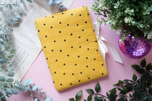 Yellow and Black Hearts Kindle Sleeve